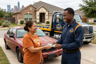 Cash payment for junk car pickup